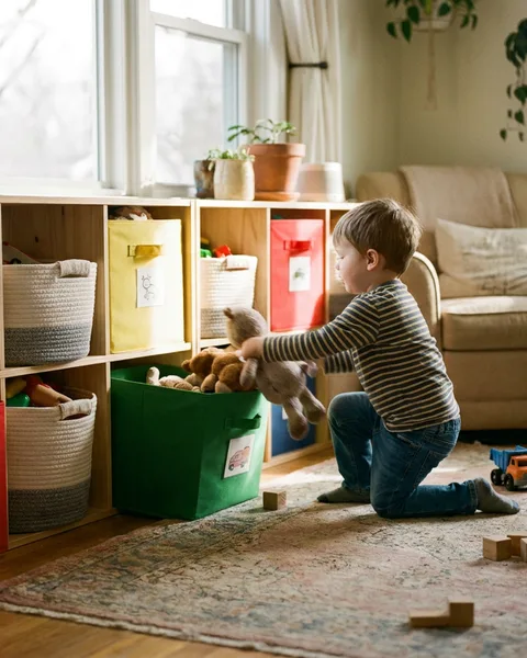 Toy storage a three-year-old can use alone