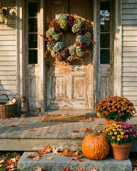 A fall wreath for the front door, made