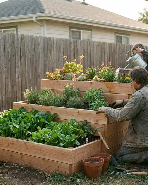 Three stacked beds, three growing conditions