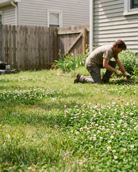 The lawn that mows itself (clover, mostly)