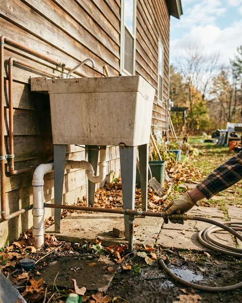 Where an outdoor sink gets its water