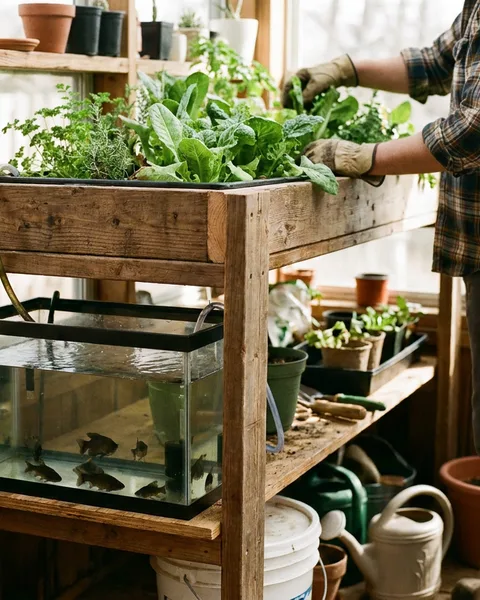 A small aquaponics setup with fish