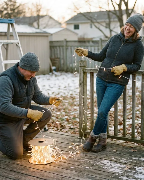Hang holiday lights without climbing a ladder
