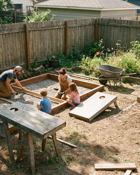 Build pits for bocce, cornhole, and horseshoes
