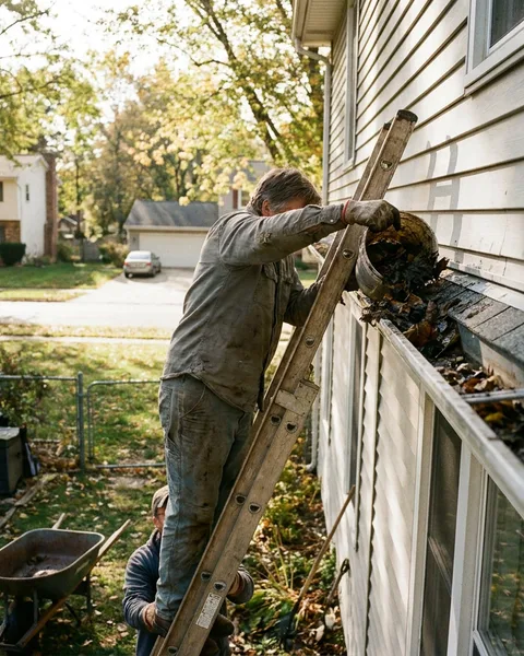 Cleaning gutters safely once a year