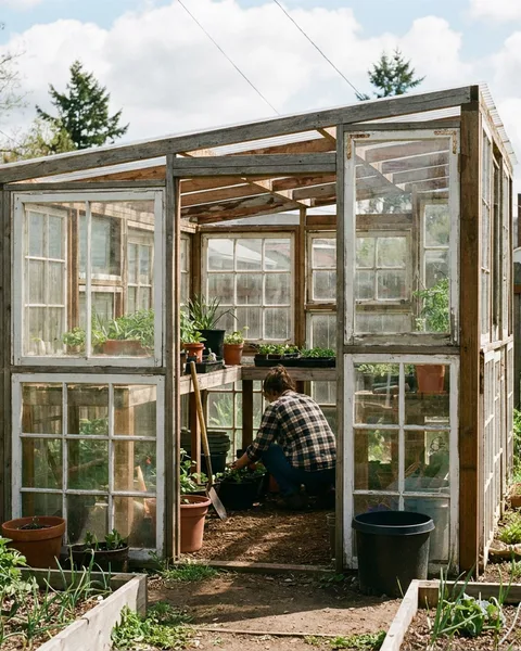 A Backyard Greenhouse from Old Windows