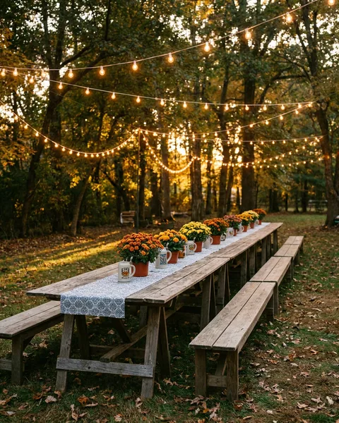 Throw a backyard Oktoberfest with planks and pretzels